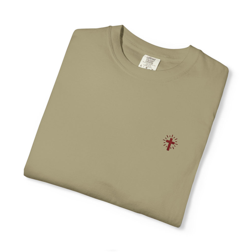 Crucifix Embroidered Heavyweight 100% Cotton T-Shirt