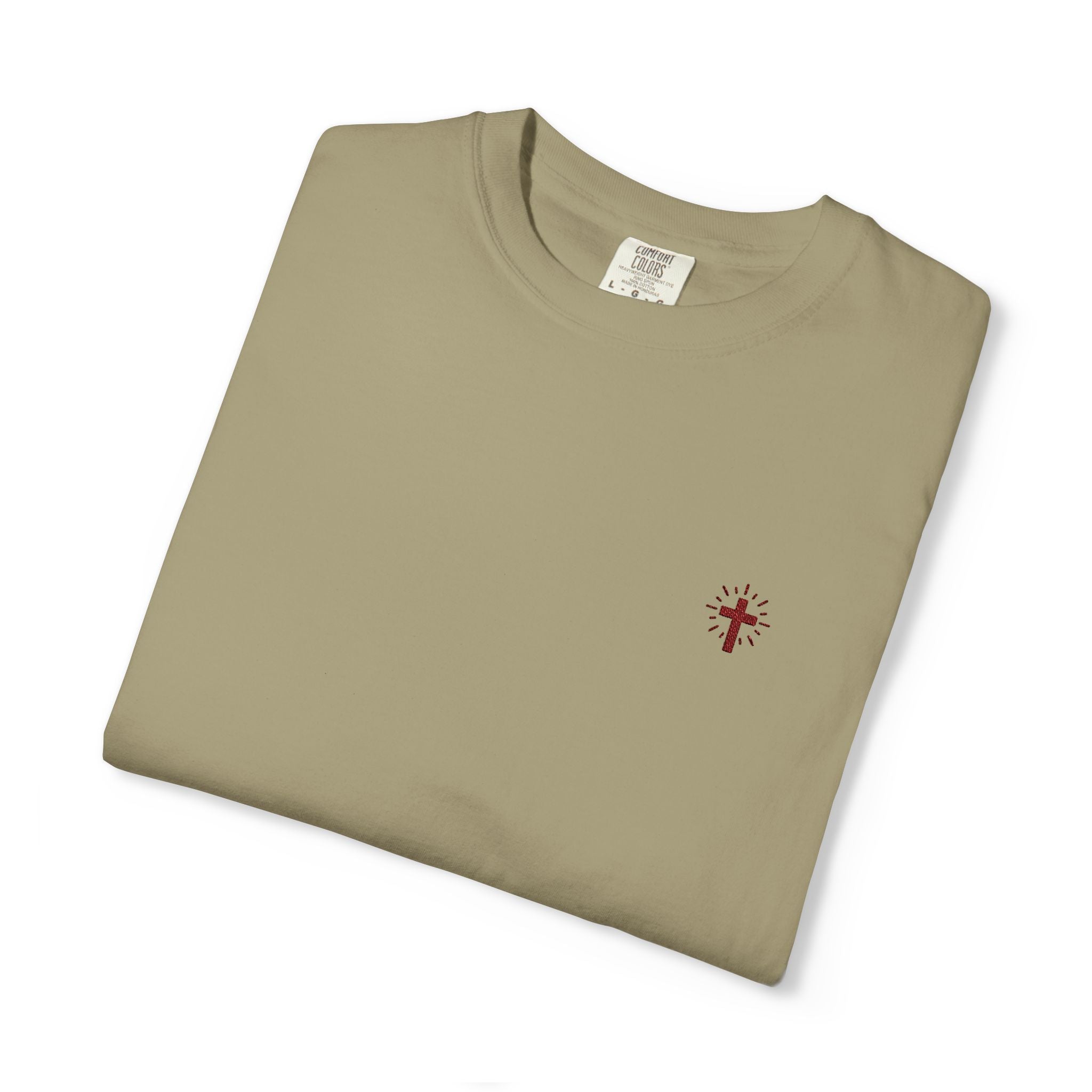 Crucifix Embroidered Heavyweight 100% Cotton T-Shirt