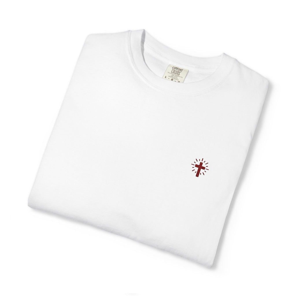 Crucifix Embroidered Heavyweight 100% Cotton T-Shirt