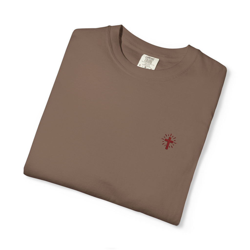Crucifix Embroidered Heavyweight 100% Cotton T-Shirt