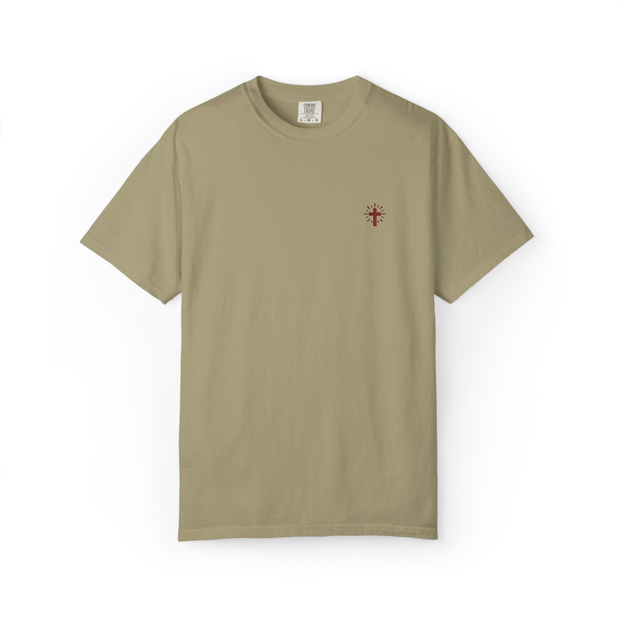 Crucifix Embroidered Heavyweight 100% Cotton T-Shirt