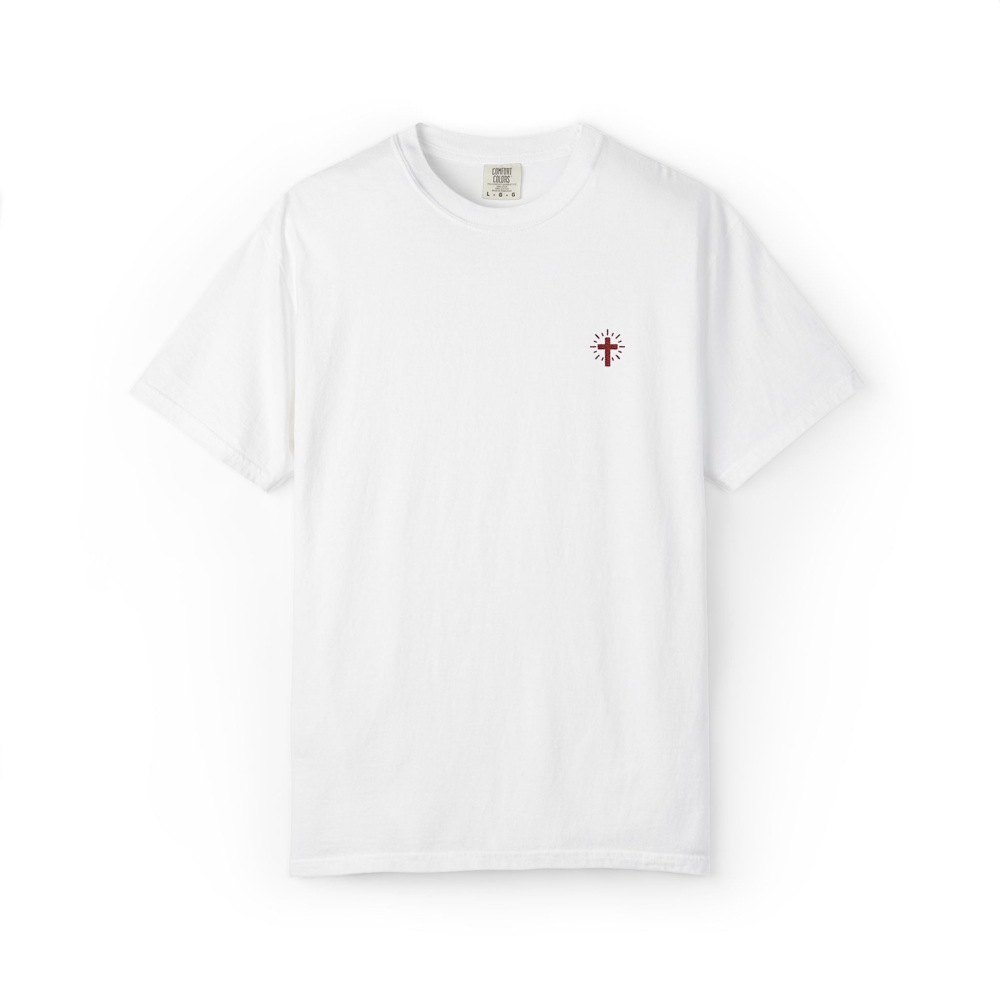 Crucifix Embroidered Heavyweight 100% Cotton T-Shirt